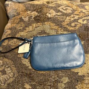 Coach Blue Leather Wristlet